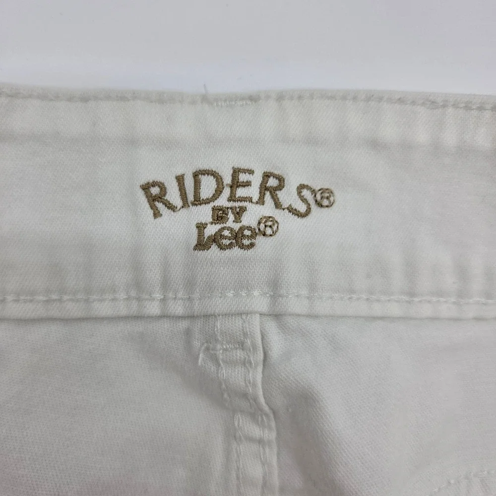Riders by Lee Womens White Denim Bermuda Shorts 10M Stretch‎ Rhinestone Pocket